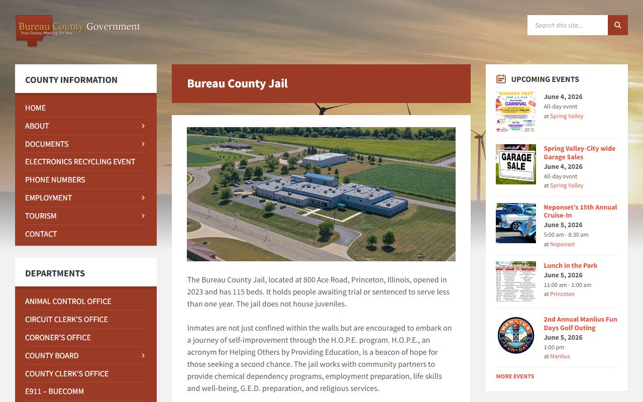 Bureau County inmate population and Bureau County Jail official page