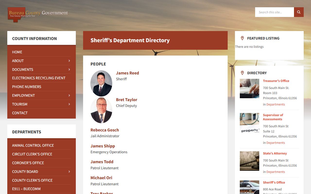 Bureau County jail mugshots records contact directory